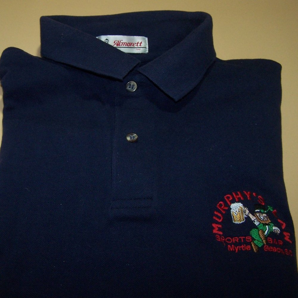 Vintage Murphy's Law Sports Bar Embroidered Logo XL Blue Polo Golf Shirt